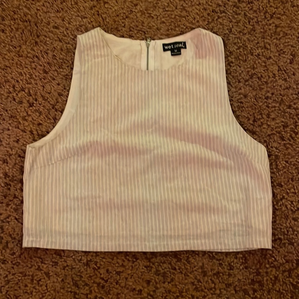 White and gray striped blouse